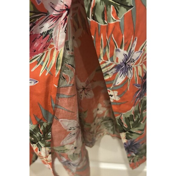 Caribbean Joe Hawaiian Tropical Maxi Dress Orange Sz Medium Floral Lace Detail - Picture 14 of 14